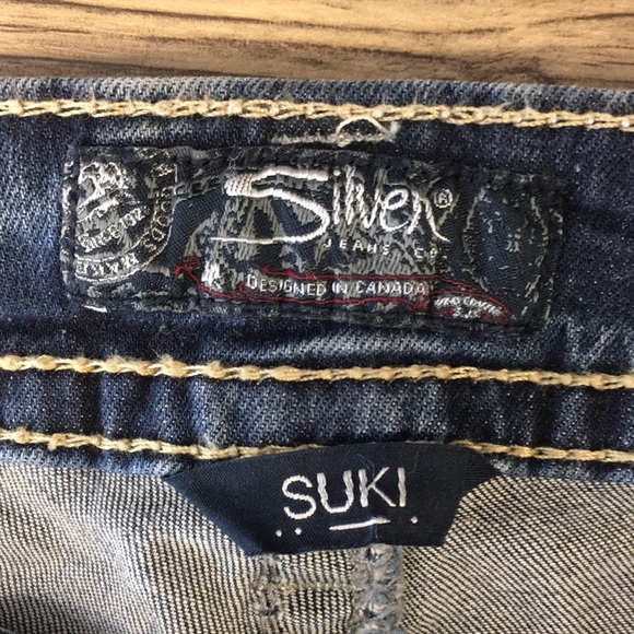 Silver Suki Mid Pencil Skinny Jeans Womens 30/31 Dark Wash Distressed Denim - Picture 11 of 13